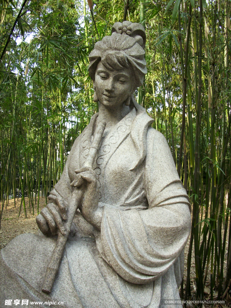 玉女吹簫 雕塑