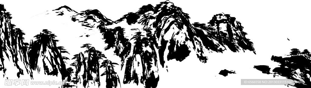 水墨畫山