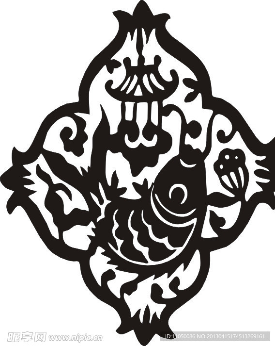 魚嬉六角宮燈