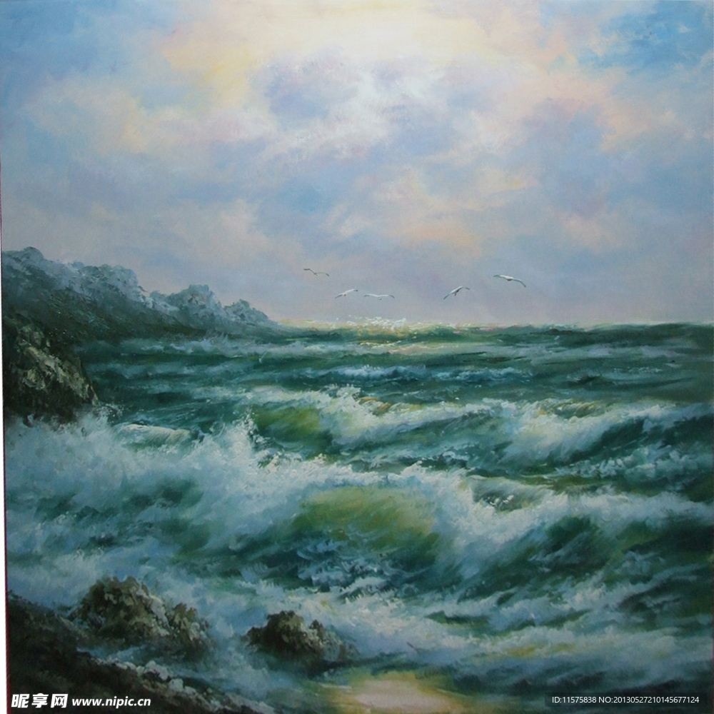 油畫 大海