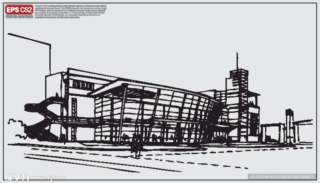 建筑速写矢量图