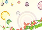 花紋圓圈綠葉紅花