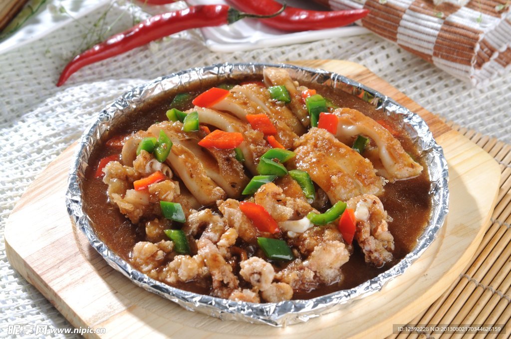 鐵板澆汁魷魚鐵板魷魚