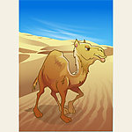 可爱动物绿色金色骆驼