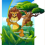 可爱动物绿色泰山狮子