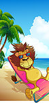 可爱动物度假沙滩狮子