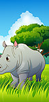 可爱动物绿色森林犀牛