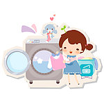 小女孩和洗衣机