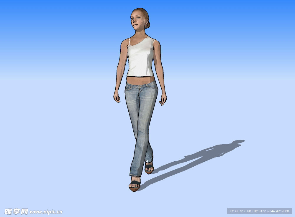 女子走路3D模型
