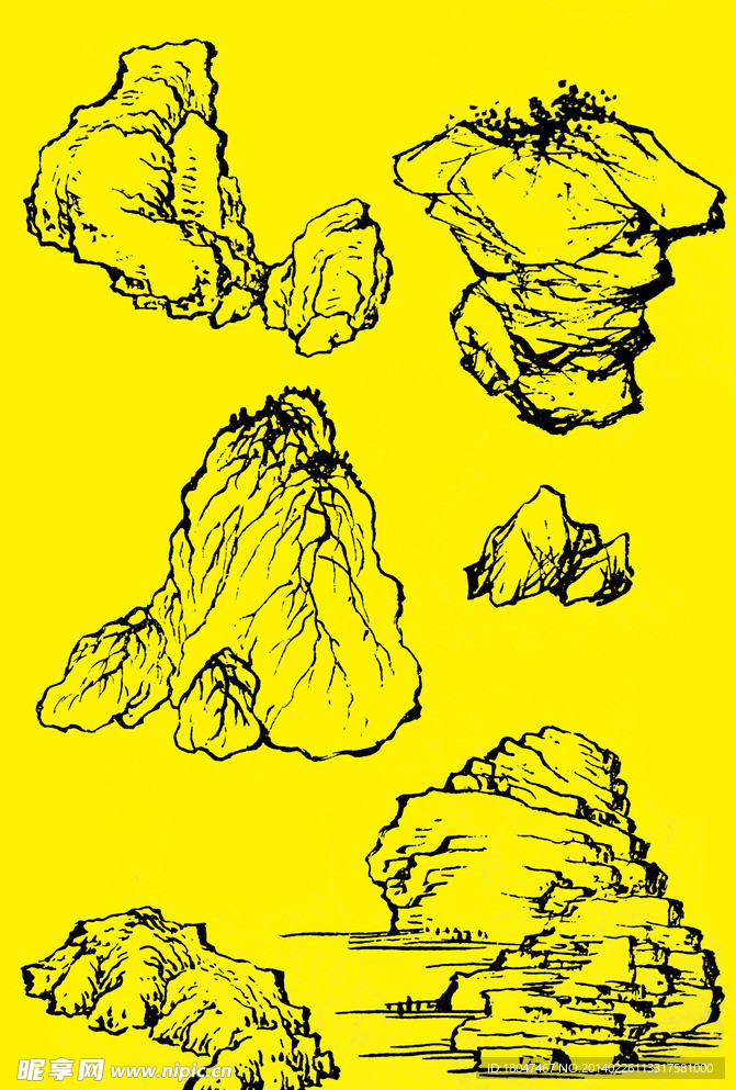 國畫山石