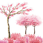 粉色梦幻花朵 树木
