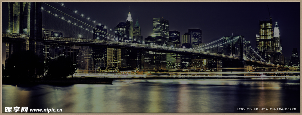 布鲁克林大桥宽幅夜景