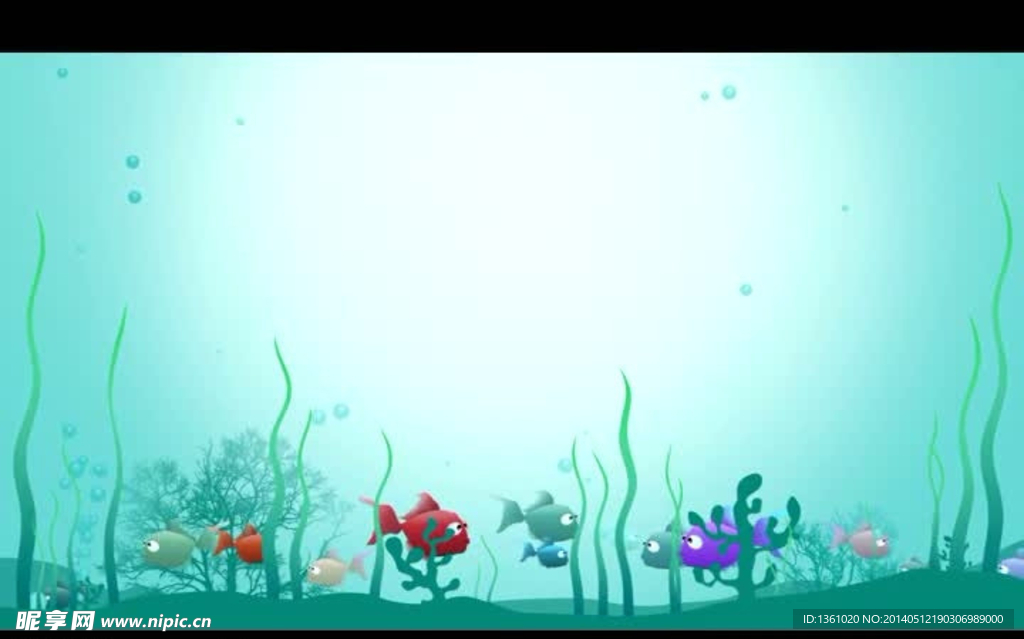 卡通海洋海底魚類視頻