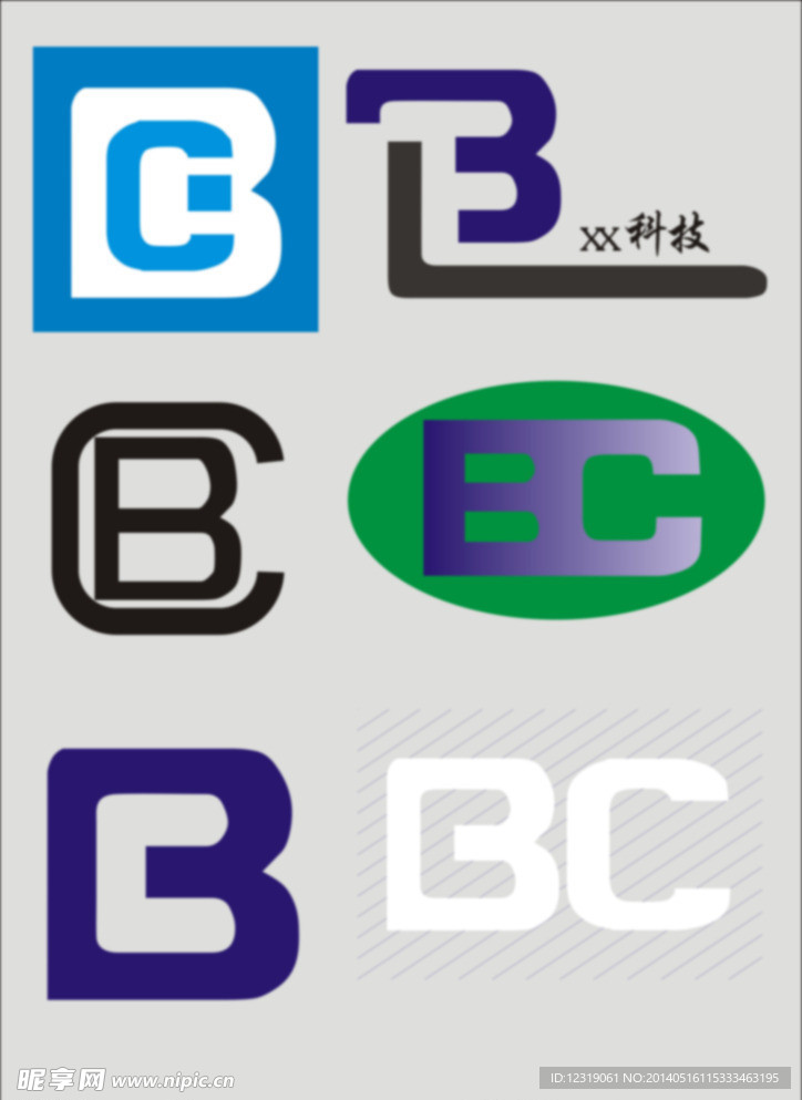 BC字母logo设计