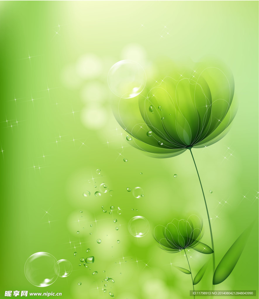 綠色夢幻花紋