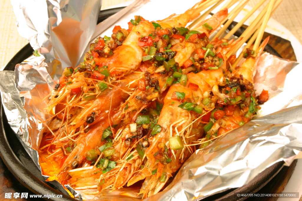 鐵板串燒蝦 鐵板串串