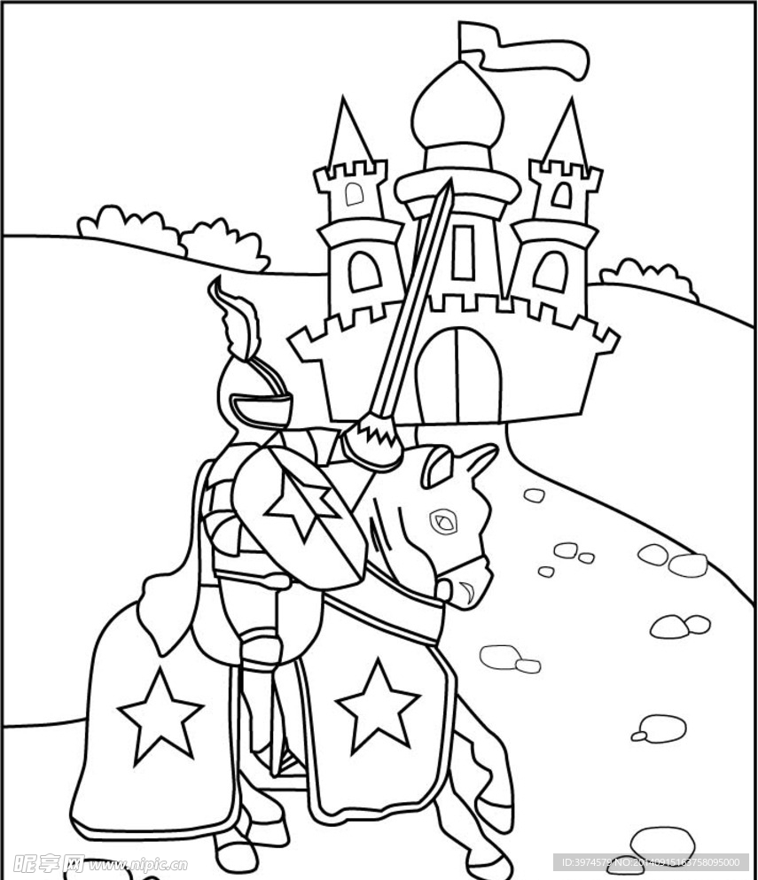 白成王子城堡线描图