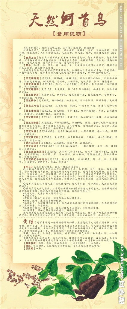 何首烏食用說(shuō)明展架