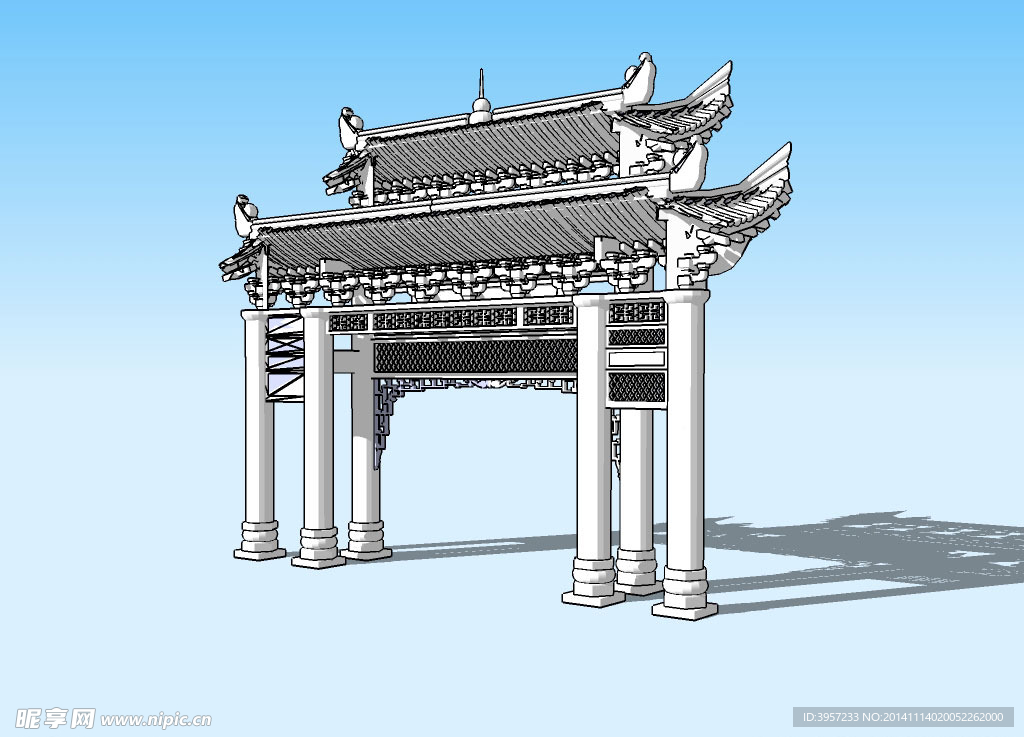 古代門(mén)頭3D模型