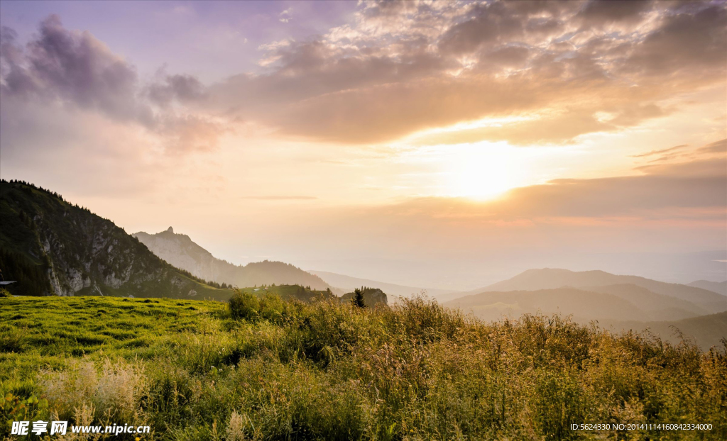 山脈 夕陽