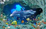 3D立体梦幻海底世界海豚母子情