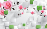 3D玫瑰花背景墙