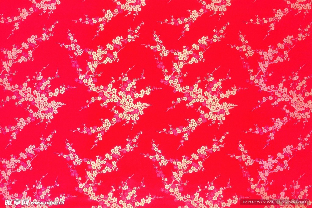 中國(guó)紅喜慶梅花底紋