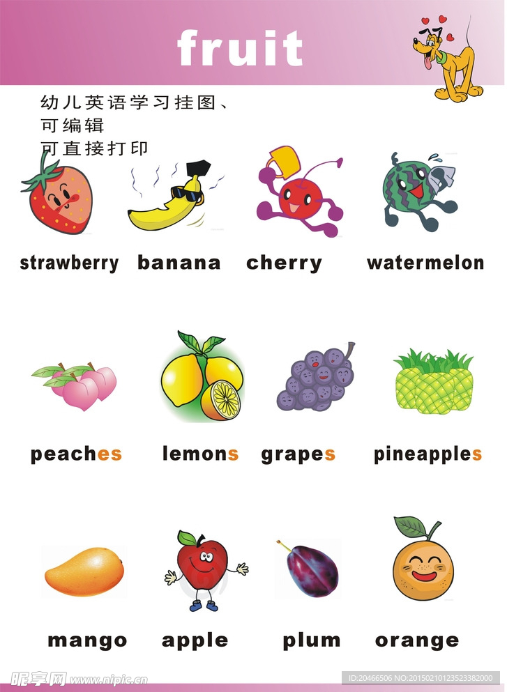 英語(yǔ)水果詞匯掛圖