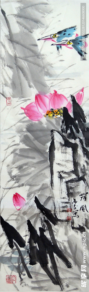 花鳥條屏