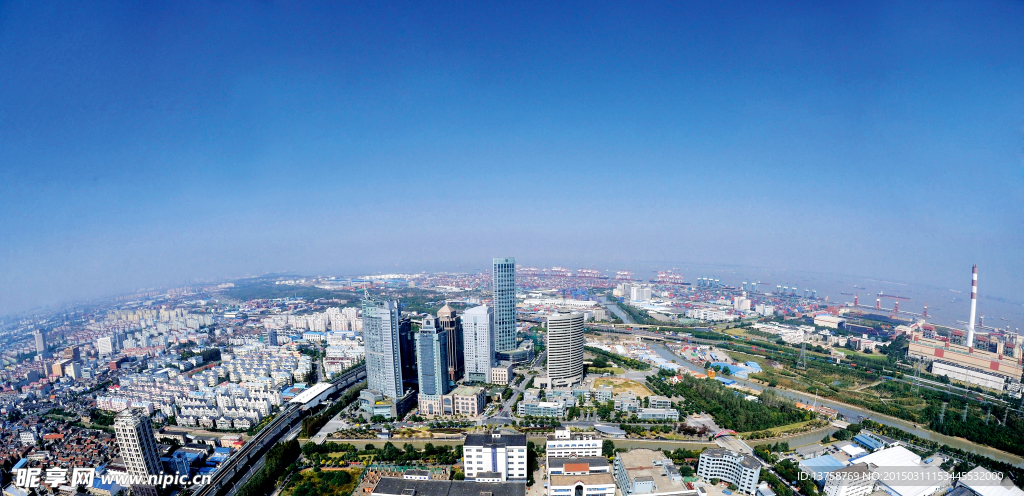 上海自贸区外高桥区域俯瞰
