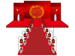 大红中式婚礼舞台
