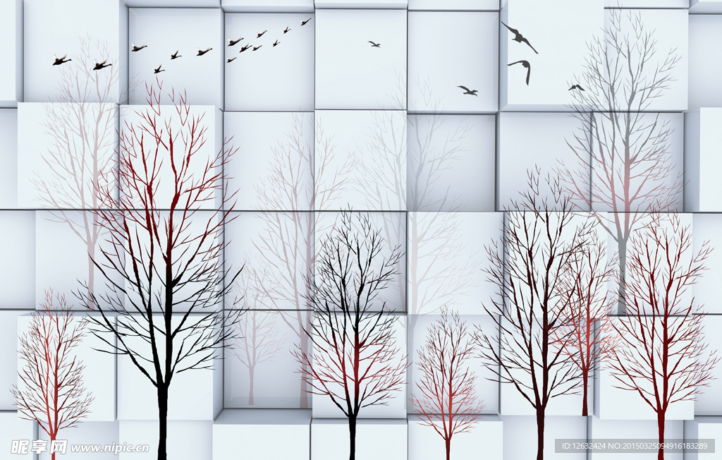 3D树林归鸟背景墙