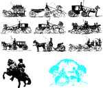 古代欧洲马车黑边剪影图片