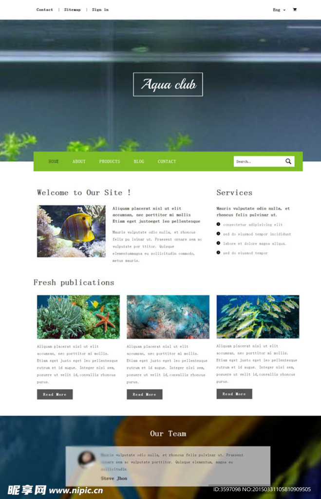 海底生物展示网站模板