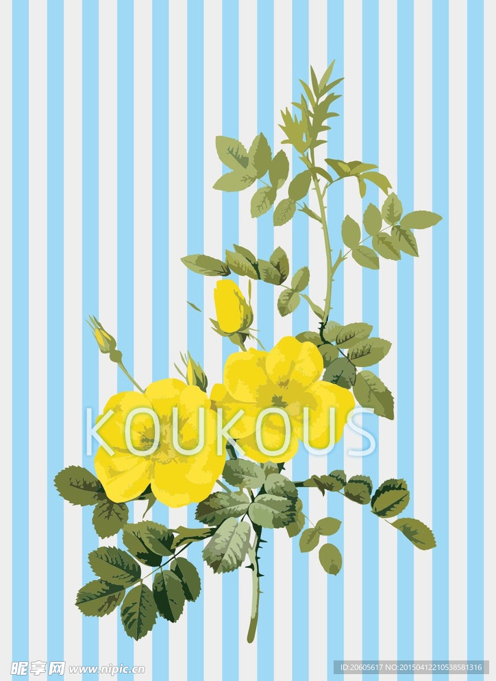 黃色月季花矢量素材