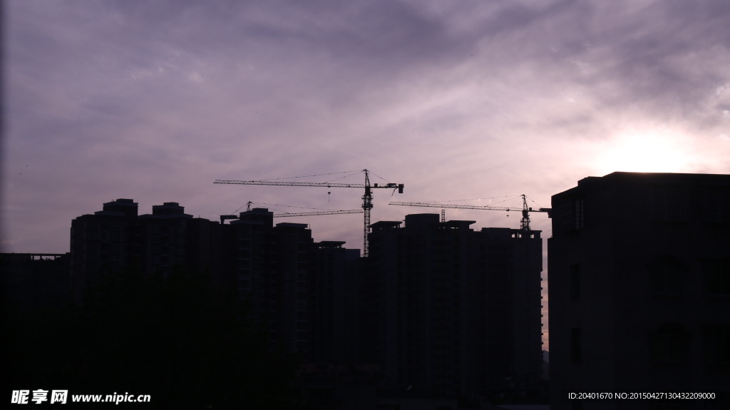 城市剪影紫色