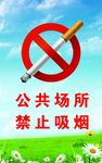 禁止吸烟  蓝天草地