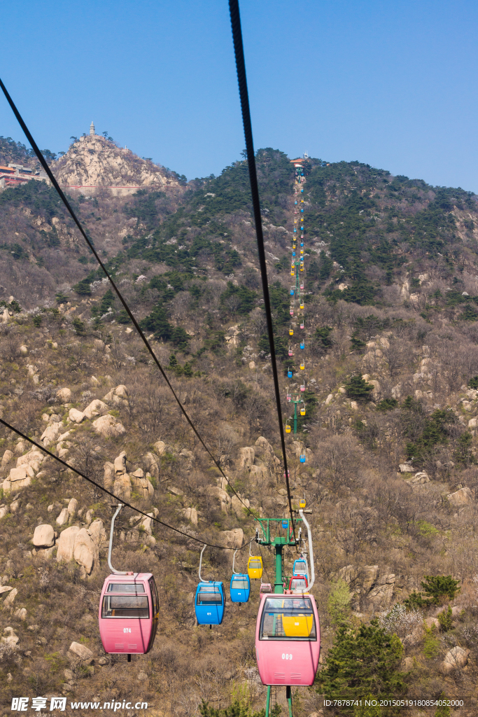 高山上的索道缆车景观