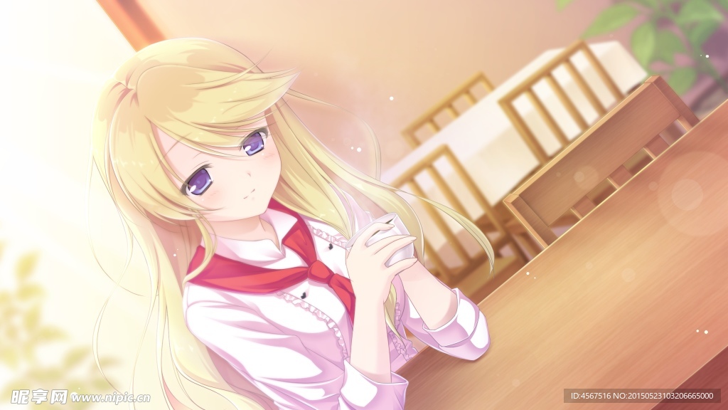 動漫美女 溫柔 暖色 卡通