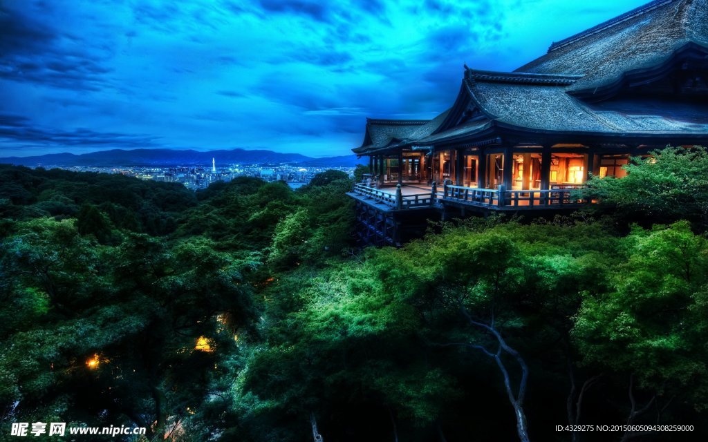 日本幕府建筑夜景