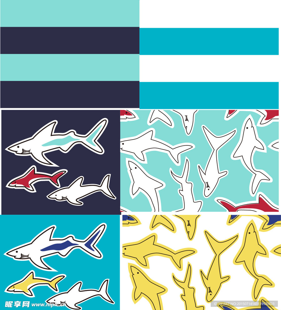 鲨鱼 条子 图案 循环 布花