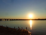 夕阳下的哈尔滨松花江畔