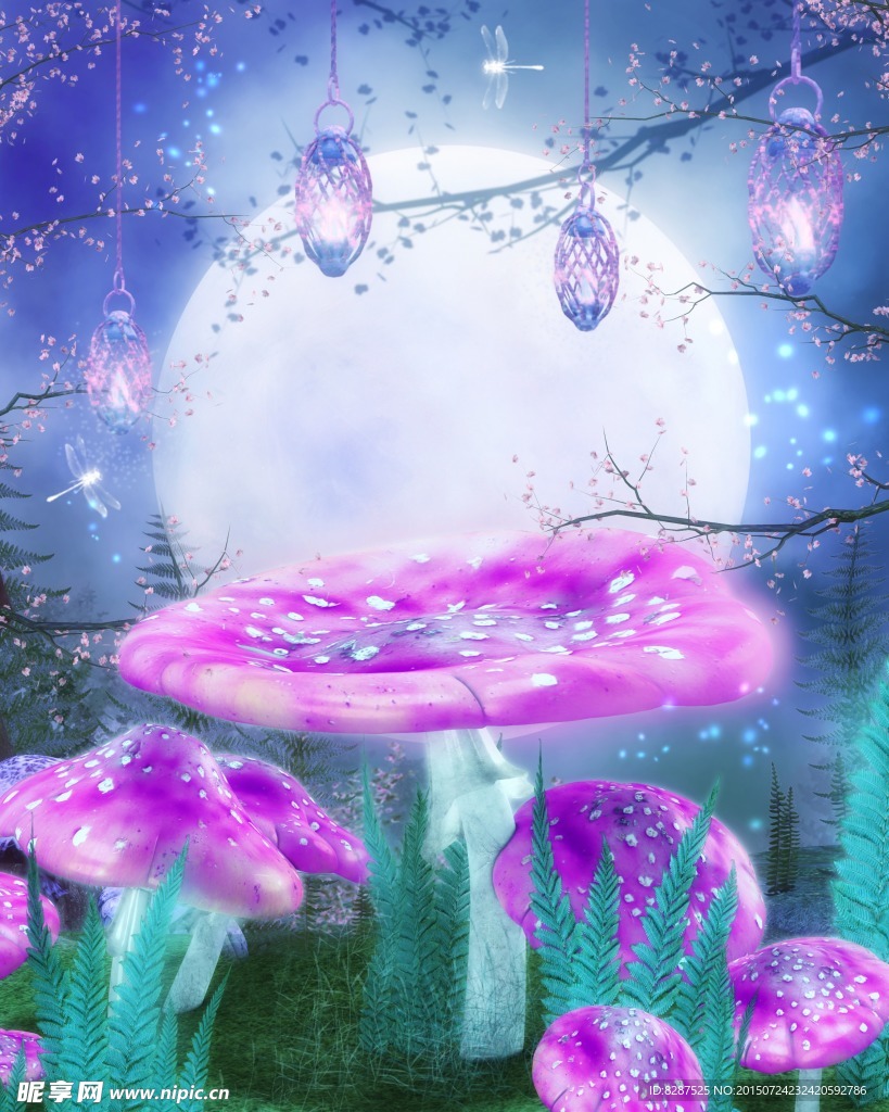 唯美蘑菇紫色奇幻高清大图