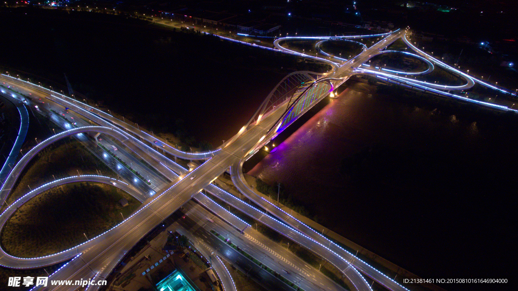 兰州深安大桥夜景（全景）