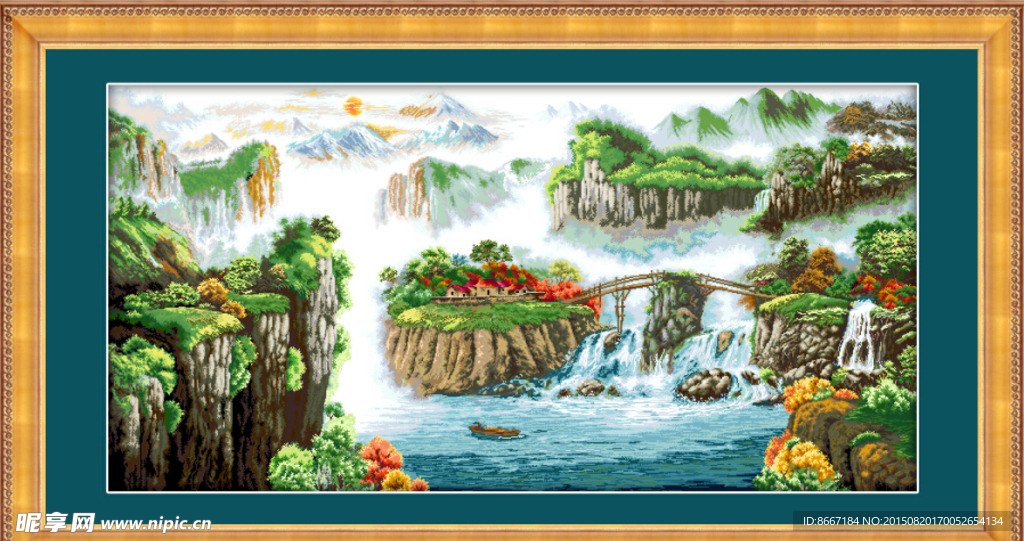 十字繡山水風景圖