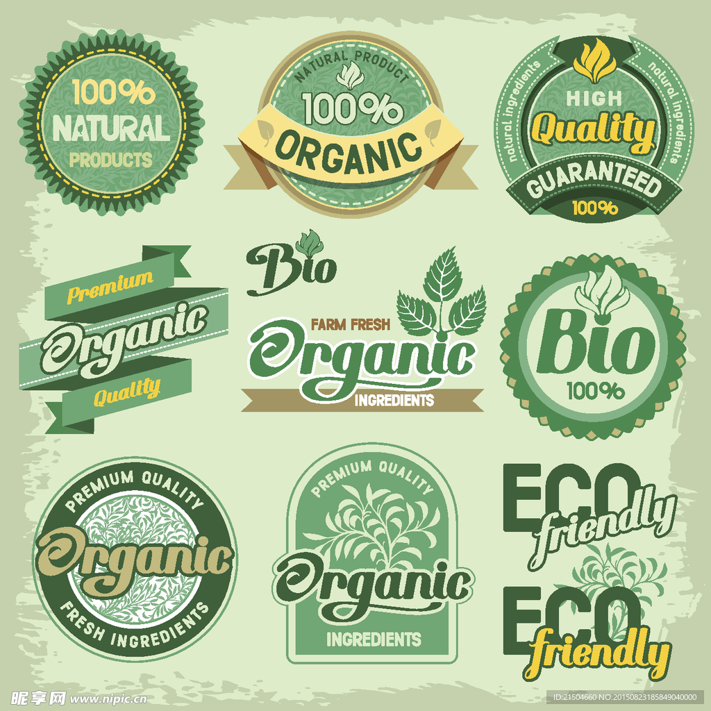 9个有机自然食品矢量标签素材