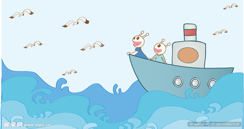 吃货星人创意卡通海洋风景图案