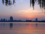瓜渚湖畔日落风景