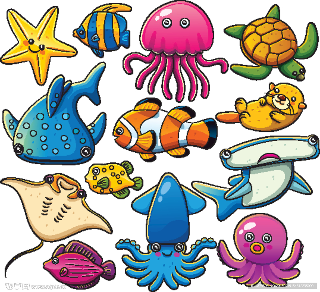 矢量卡通魚類