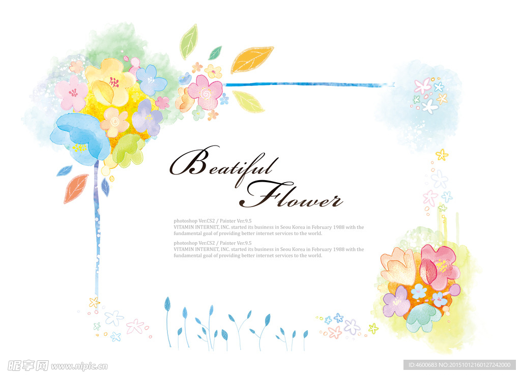 淡彩花卉边框素材